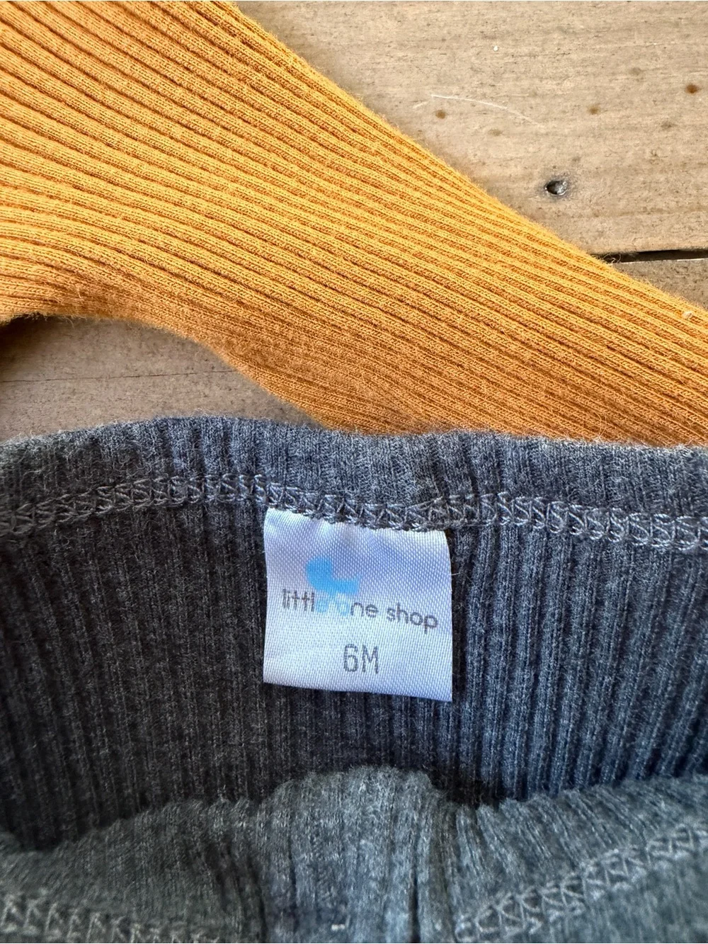Little One Shop Long Sleeve Ribbed Bodysuit in Mustard and Charcoal - 6 Months
